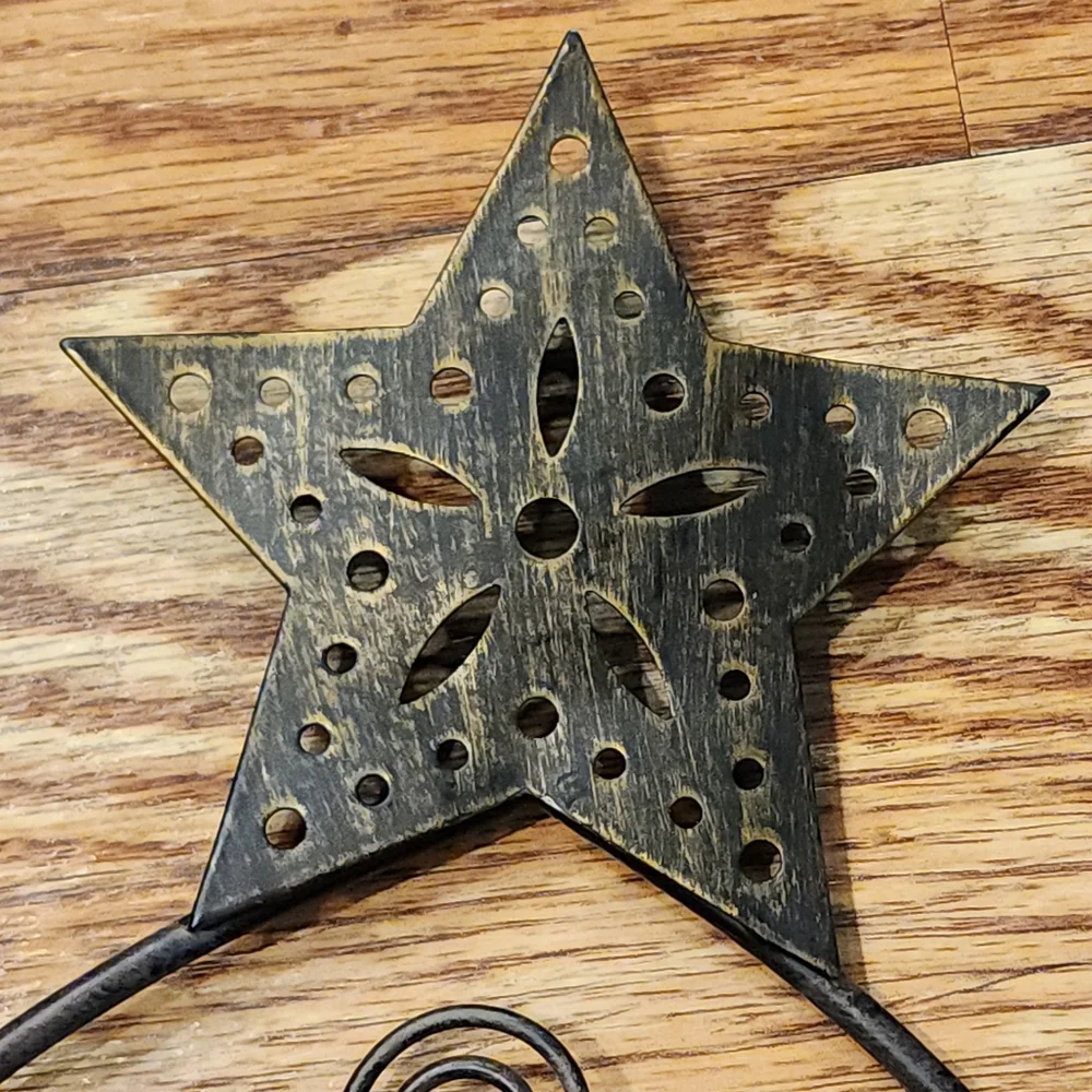 Rustic Black Metal Christmas Tree Card Photo Holder Wall Mounted Decor